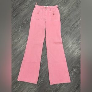Chanel Pink Flare Jeans with Quilted Front Pockets